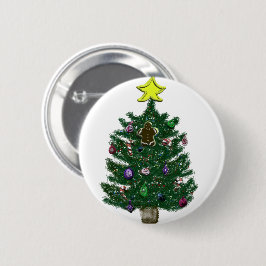 Bóton Redondo 5.08cm Árvore de Natal Festiva