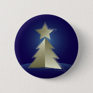 Bóton Redondo 5.08cm Árvore de Natal ouro