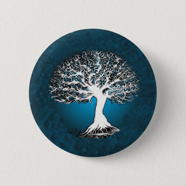 Bóton Redondo 5.08cm Árvore de vida azul (Frente)