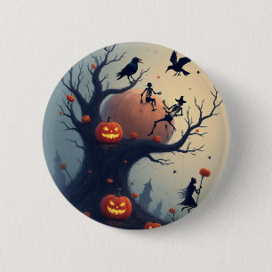 Bóton Redondo 5.08cm Árvore Sinistra de Halloween
