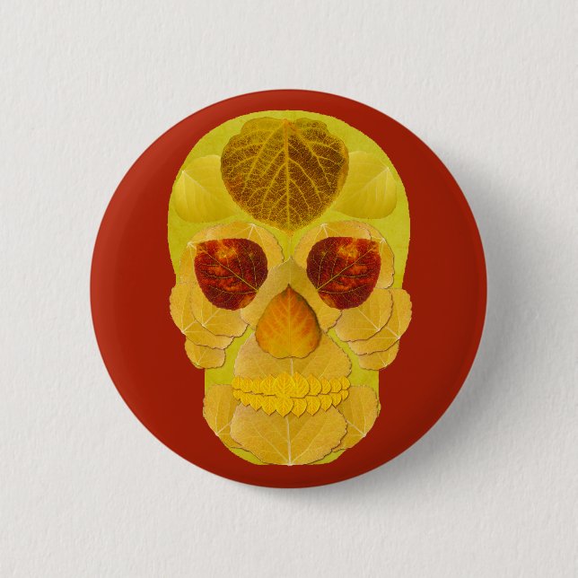 Bóton Redondo 5.08cm Aspen Folha Skull 1 (Frente)
