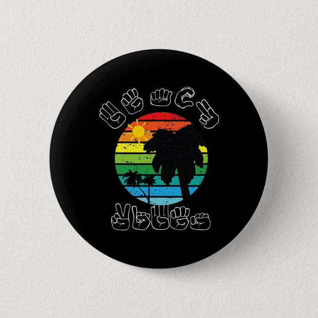 Bóton Redondo 5.08cm Assinando o idioma do sinal ASL Roupa Praia com Re (Frente)