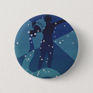 Bóton Redondo 5.08cm Astrologia Zodíaco Vintage, Constelação de Aquário