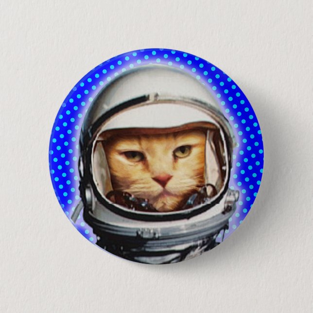Bóton Redondo 5.08cm Astronaut Cat Pinback Button (Frente)