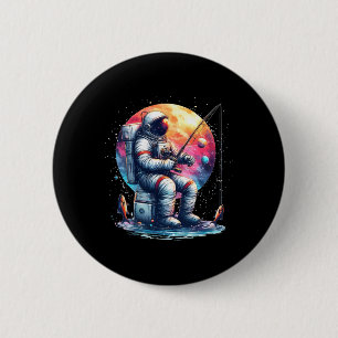 Bóton Redondo 5.08cm Astronaut Pescando No Espaço Meninos Meninas Crian