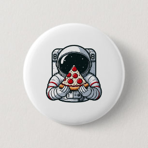 Bóton Redondo 5.08cm Astronauta Animal Comendo Pizza Margherita Comida