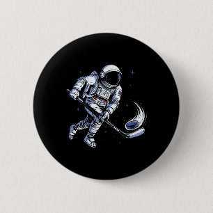 Bóton Redondo 5.08cm Astronauta de Hóquei Espacial Jogando em Gravidade