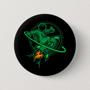 Bóton Redondo 5.08cm Astronauta Em Um Foguete Ao Redor Da Trabalho de a