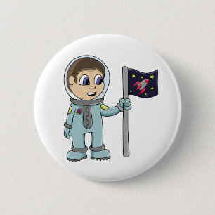 Bóton Redondo 5.08cm Astronauta feliz dos desenhos animados que