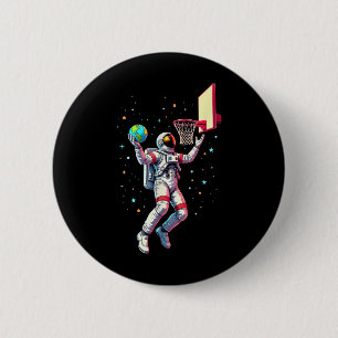 Bóton Redondo 5.08cm Astronauta Jogando Planetas de Basquete Exterior _