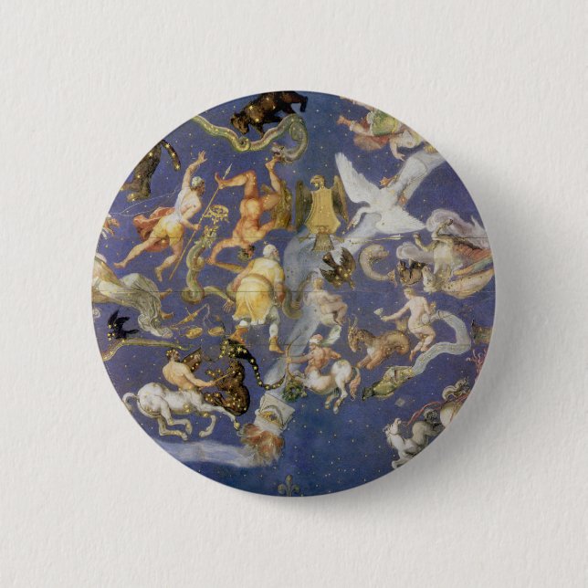 Bóton Redondo 5.08cm Astronomia Celestial Fresco, Constelações (Frente)