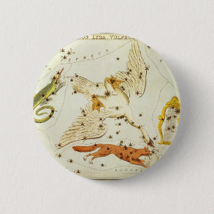 Bóton Redondo 5.08cm Astronomia Vintage, Mapa de Carta das Constelações