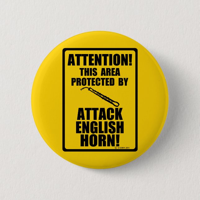 Bóton Redondo 5.08cm Atacar o Corno Inglês (Frente)