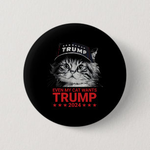 Bóton Redondo 5.08cm Até Meu Gato Quer Trump 2024 Engraçado Gato Americ