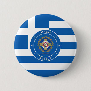 Bóton Redondo 5.08cm Atenas, Emblema e Bandeira da Grécia