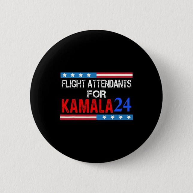 Bóton Redondo 5.08cm Atendedores De Voo Para Kamala Harris 2024 (Frente)
