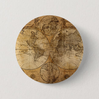 Bóton Redondo 5.08cm Atlas do mapa do mundo do vintage