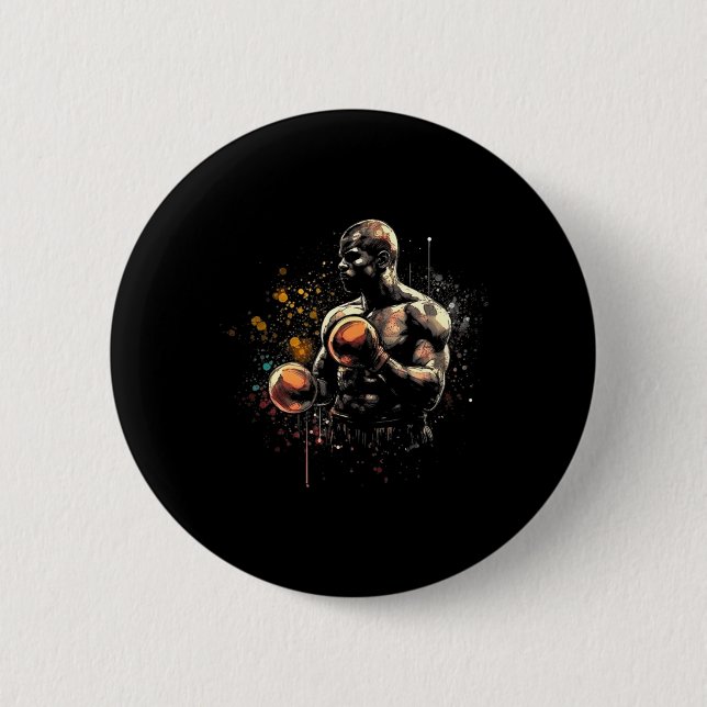 Bóton Redondo 5.08cm Atleta Lutador de Boxe MMA (Frente)