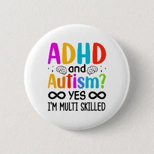 Bóton Redondo 5.08cm Audhdh neurodivergente com consciência de autismo