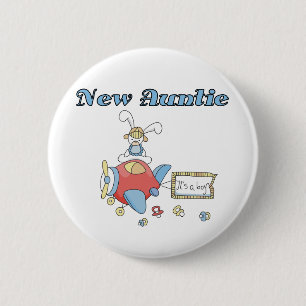 Bóton Redondo 5.08cm Auntie novo - camiseta e presentes do avião