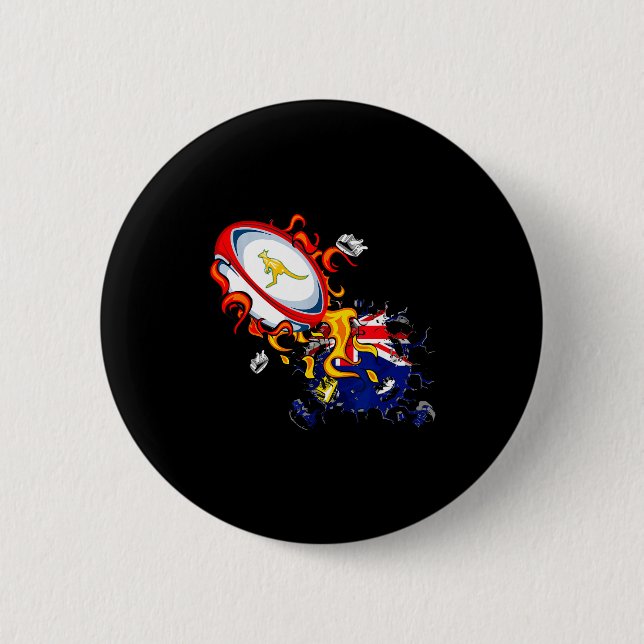 Bóton Redondo 5.08cm Australia Rugby, Wallabies Rugby Jersey, Australia (Frente)