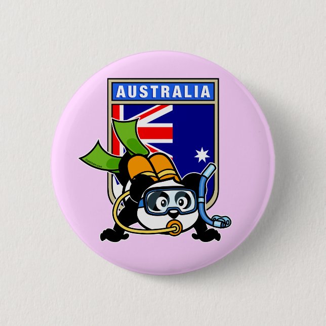 Bóton Redondo 5.08cm Austrália Scuba Diving Panda (Frente)