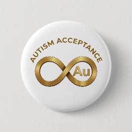 Bóton Redondo 5.08cm Autism Acceptance Infinity Symbol | Au Gold Pin