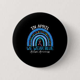 Bóton Redondo 5.08cm Autismo Arco-Íris Em Abril Vestimos Autismo Azul