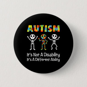 Bóton Redondo 5.08cm Autismo Diferente habilidade Caveira Neurodiver Es