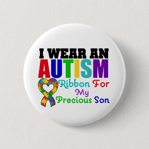 Bóton Redondo 5.08cm Autismo eu visto a fita para meu filho precioso