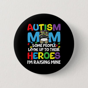 Bóton Redondo 5.08cm Autismo Mãe Aumentando Heróis Mensageiros Autismo