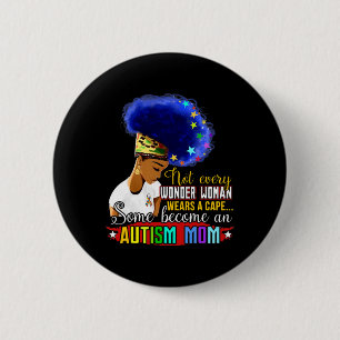 Bóton Redondo 5.08cm Autismo negro afro-americano Sensibilização Mãe Ar