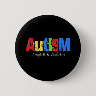 Bóton Redondo 5.08cm Autismo Quebra-cabeça Accept Entenda Autismo Autis