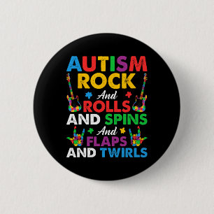 Bóton Redondo 5.08cm Autismo Rock Roll Girar Torções Puzzle Guitarra Ne