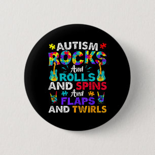 Bóton Redondo 5.08cm Autismo Rocks Roça Flaps Sensibilização Crianças M