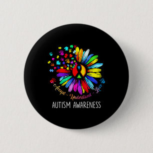 Bóton Redondo 5.08cm Autismo Sensibilização Accept Girassol Compreende