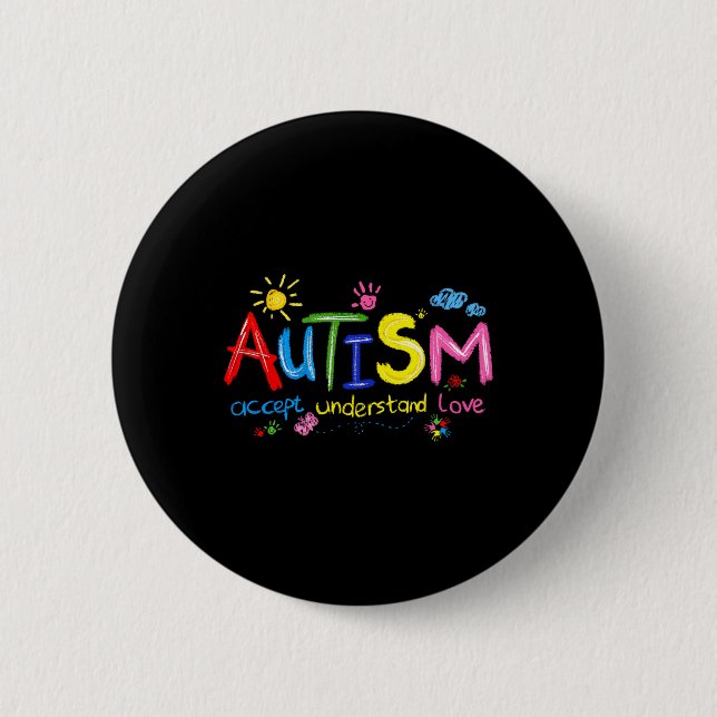 Bóton Redondo 5.08cm Autismo Sensibilização Aceite Compreender Professo (Frente)