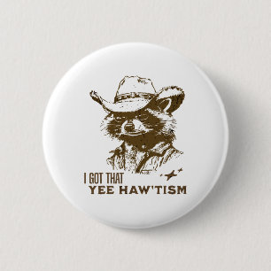 Bóton Redondo 5.08cm Autismo Sensibilização Cowboy Raccoon Eu Tenho Aqu