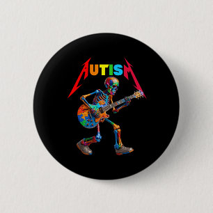 Bóton Redondo 5.08cm Autismo Skeleton Guitar Rock Quebra-cabeça Music A