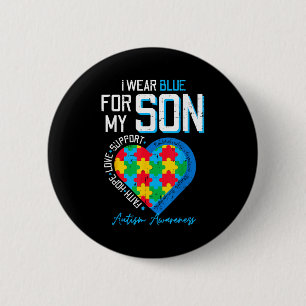 Bóton Redondo 5.08cm Autismo usa azul para conscientização do filho pai