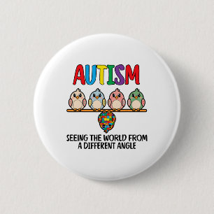 Bóton Redondo 5.08cm Autismo Vendo O Mundo De Uma Coruja De Ângulo Dife