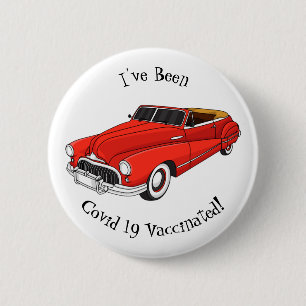 Bóton Redondo 5.08cm Automóvel clássico vermelho 1948