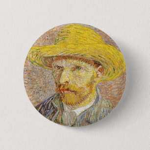Bóton Redondo 5.08cm Autoretrato de Van Gogh com botão de chapéu de p