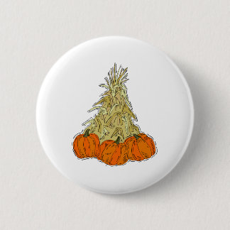 Bóton Redondo 5.08cm Autumn Cornstalks Pumpkins