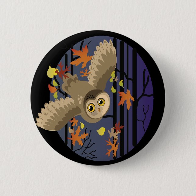 Bóton Redondo 5.08cm Autumn Owl (Frente)