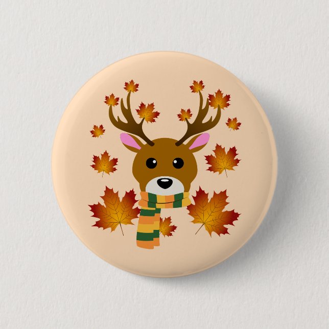 Bóton Redondo 5.08cm Autumn Scarf Deer Mapaves (Frente)