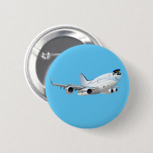 Bóton Redondo 5.08cm Avião de animação