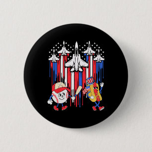 Bóton Redondo 5.08cm Avião De Jato De Combatente Usa Bandeira Baseball 