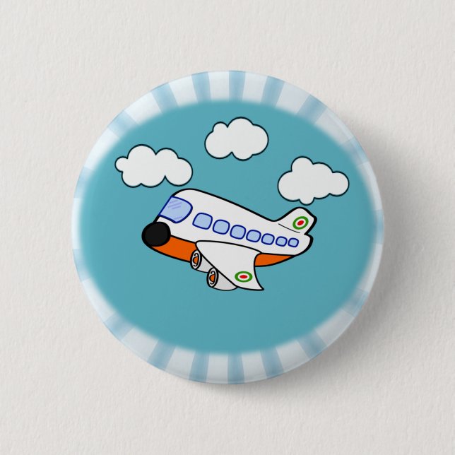 Bóton Redondo 5.08cm Avião dos desenhos animados (Frente)