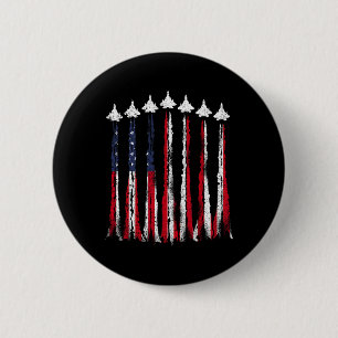 Bóton Redondo 5.08cm Avião Jet-Avião Usa Bandeira 4 De Julho Patrioti